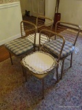(KIT) SET OF RETRO DINING CHAIRS; SET OF 4 CHAMPAGNE COLORED METAL CHAIRS WITH WIRE METAL BACK, AND