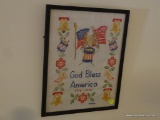 (UPSIT) PATRIOTIC NEEDLEPOINT; BICENTENNIAL THEMED NEEDLEPOINT WITH THE AMERICAN FLAG, AN EAGLE, THE