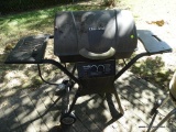 (OUT) CHAR-BROIL GAS GRILL; BLACK CHAR-BROIL QUICKSET PROPANE GRILL WITH SIDE BURNER.TOP AND SIDES