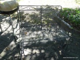 (OUT) METAL PATIO GLIDER; BLACK METAL PATIO LOVESEAT GLIDER CHAIR. MEASURES 3 FT 5 IN X 2 FT N3 IN X