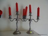 (FAM) PAIR OF MATCHING CANDLE STICK HOLDERS; 2 MATCHING CANDLE STICK HOLDERS WITH A MIDDLE SPOT FOR