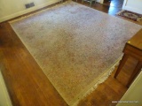 (DR) WOOL AREA RUG; HAND KNOTTED BEIGE AREA RUG WITH PINK AND GREEN FLORAL DESIGNS THROUGHOUT THE