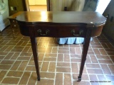 (DEN) MAHOGANY GAME TABLE; GEORGETOWN GALLERIES WOODEN FLIP TOP GAME TABLE WITH A SINGLE DOVETAIL