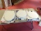 LOT OF CHURCH TOILET SEATS; 3 PIECE LOT TO INCLUDE: 2 WHITE 16.5 IN ROUND SEATS, AND A WHITE 18.5 IN