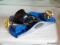 KOBALT PLANE; BLUE AND BLACK 7-IN ADJUSTABLE BLOCK PLANE. GRAY, CAST-IRON BASE WITH PRECISION-GROUND