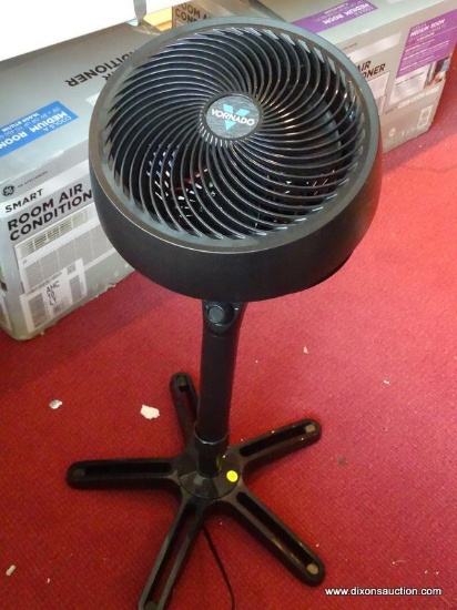 VORNADO BLACK FLOOR FAN, FAN IS NOT WORKING AND NEEDS REWIRE.