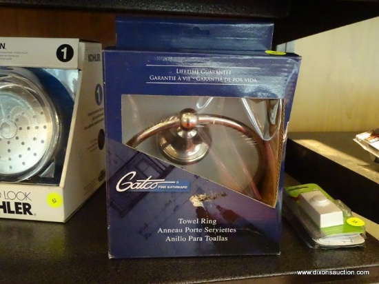 GATCO TOWEL RING, NEW IN THE ORIGINAL BOX.