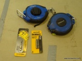 SET OF KOBALT MEASURING TAPES; 2 PIECE SET OF BLACK AND BLUE KOBALT 100 FT 3:1 GEAR RATIO TAPE