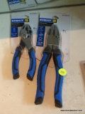 KOBALT PLIERS; LOT INCLUDES 6 IN SLIP-JOINT PLIERS, AND LINESMAN 8 IN PLIERS. NEW IN PACKAGE.