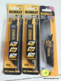 LOT OF DEWALT SAW BLADES; 3 PACKS OF 5 BLADES EACH. INCLUDES 10 TPI BI-METAL 4