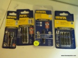 LOT OF IRWIN IMPACT BITS; 4 PIECE LOT TO INCLUDE 4 FLAT HEAD POWER BITS, SCREW GRIP IMPACT