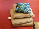 SET OF 4 TAN CUSHIONS FOR OUTDOOR CHAIRS.