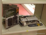 SHELF LOT OF ASSORTED ITEMS; LOT INCLUDES A PRIME REMOTE CONTROLLED COUNTDOWN TIMER FOR OUTDOOR