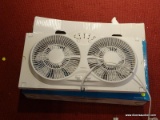 PELONIS 9'' DIGITAL TWIN WINDOW FAN, IN ORIGINAL BOX, OPENED AND TESTED DOES NOT WORK.