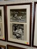 FRAMED BASEBALL PRINT; YANKEES JOE DIMAGGIO FRAMED PRINT WITH HIS SIGNED ROSTER PICTURE ON THE