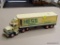 HESS BOX TRAILER COIN BANK; VINTAGE HESS 1987 TRUCK WITH BARRELS TOY COIN BANK. OUT OF BOX. HAS SOME