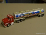 CROWN OIL TANKER MODEL TRUCK; CROWN PREMIUM GOLD OIL TANKER MODEL TRUCK WITH A SILVER TANKER AND RED