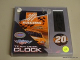 WINCRAFT RACING TEAM DESK CLOCK; THE HOME DEPOT RACING TEAM #20 TONY STEWART TEAM DESK CLOCK WITH AN