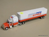 PEPSI DIE CAST TRUCK BANK; LIMITED EDITION PEPSI EXPRESS FREIGHT TRUCK WITH A FREIGHT TRAILER COIN