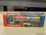 SPEEDWAY FUEL TANKER; SPEEDWAY MACK PINNACLE DAY CAB WITH FUEL TANKER TRAILER WITH A DIECAST METAL