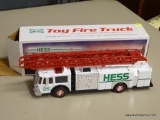 HESS TOY FIRE TRUCK BANK; HESS 1989 FIRE TRUCK COIN BANK WITH REAL HEAD AND TAIL LIGHTS AND