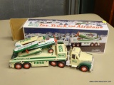 HESS TOY TRUCK AND AIRPLANE; HESS 2002 TRUCK AND AIRPLANE WITH REAL HEAD AND TAIL LIGHTS, RAMP, AND