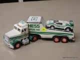 HESS TOY TRUCK AND RACER; HESS 1991 TOY TRUCK AND RACER WITH REAL HEAD AND TAIL LIGHTS AND A RACER