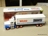 WILCO TOY TRUCK AND RACER; WILCO 1993 TRUCK AND RACER WITH REAL HEAD AND TAIL LIGHTS AND A RACER