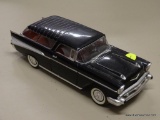 CHEVROLET BELAIR MODEL CAR; ROAD TOUGH '57 CHEVROLET BELAIR NOMAD BLACK MODEL CAR. SCALE 1:18. NO.