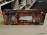 RADIO CONTROL TRANSPORTER; NEWRAY PETERBILT RED AND SILVER 7 FUNCTION RADIO CONTROL DIE CAST METAL