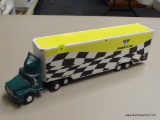 VIRGINIA LOTTERY 18 WHEELER WITH RACER; VIRGINIA LOTTERY 1995 COLLECTORS TOY 18 WHEELER WITH RACER,