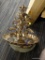 (R1) ORNATE CHANDELIER; ORNATE METAL CHANDELIER WITH FLORAL AND SCROLL DETAILING ALONG THE TOP AND