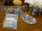 (R2) LOT OF SILVER-PLATE AND CHAINS; LOT TO INCLUDE A QUADRUPLE SILVER-PLATE CREAMER AND SUGAR, A