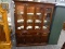 (R3) CHINA CABINET; 2 PC. CHINA CABINET WITH DENTAL MOLDING AROUND THE TOP AND 4 PANELED GLASS DOOR