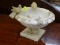 (R4) BIRD BATH; MARBLE BIRD BATH WITH 4 MARBLE BIRDS. NEEDS TLC AS SOME BIRDS ARE BROKEN OFF THE