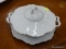 (R4) HAVILAND SERVING BOWL; HAVILAND FRANCE WHITE SERVING DISH WITH A LID AND SCALLOPED EDGES. HAS