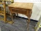 (BACKWALL) SINGER SEWING TABLE; WOODEN SEWING TABLE WITH A BLACK ART DECO SEWING MATCHING. TABLE