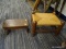 (BACKWALL) LOT OF FOOT STOOLS; 2 PIECE LOT OF WOODEN FOOT STOOLS TO INCLUDE A SMALLER SOLID WOODEN