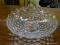 (R5) FOSTORIA GLASS BOWL; GLASS BOWL WITH A FOSTORIA DESIGNED BOTTOM AND SCALLOPED EDGES. HAS A 13