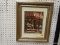 (R6) FRAMED FLOWERSHOP PRINT; BEAUTIFUL PRINT SHOWING A FRENCH FLOWERSHOP WITH A BIKE OUT FRONT AND