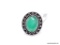 (SHOW) LADIES GERMAN SILVER RING; OVAL SHAPED GREEN ONYX AND GERMAN SILVER RING. SIZE 9.