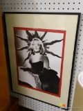 (R1) FRAMED PITCURE OF MARILYN MONROE; FRAMED BLACK AND WHITE PICTURE OF MARILYN MONROE IN A SILK