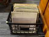 (R1) LOT OF ASSORTED RECORDS; UNRESEARCHED PLASTIC BASKET FULL OF ABOUT 50 VINTAGE RECORDS TO