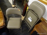 (R1) LOT OF FOLDING CHAIRS; 4 PIECE LOT OF GRAY METAL FOLDING CHAIRS WITH CUSHIONING ON THE SEAT AND