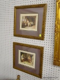 (R1) PAIR OF VICTORIAN PRINTS; 2 PRINTS OF VICTORIAN WOMAN WORKING AT THE HOUSE DOUBLE MATTED IN