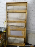 (BACKWALL) WOODEN BED FRAME; TWIN XL WOODEN BED FRAME. MEASURES 38 IN X 85 IN.