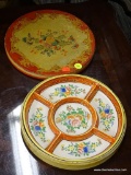 (R2) JAPANESE SECTIONED PLATE; FLORAL JAPANESE 5 SECTION DIVIDED PLATE WITH WOODEN CONTAINER. SC