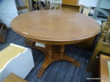 (R2) ROUND KITCHEN TABLE; KITCHEN TABLE WITH 4 TAPERED SPUN LEGS THAT SIT ON A X STRETCHER WITH