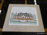 (R3) LIMITED EDITION PRINT; 27/100 PRINT OF A LARGE BRICK HOME IN THE FOREST WITH 2 CANNONS IN THE