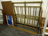 (BACKWALL) METAL BED FRAME; FULL SIZED BRONZE METAL BED FRAME WITH A METAL POLE BANNISTER BACK FOOT